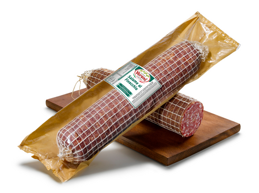 Salame stagionato in budello gentile, tipo felino, senza aglio